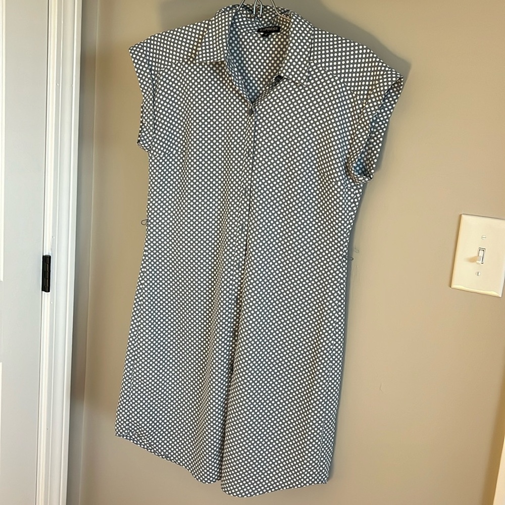 Express XS shirt dress - light blue with white polka dots